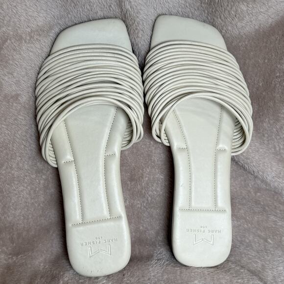 Marc Fisher Ltd Women's 7M Maddie Ivory Slip On Leather Sandals Summer Spring - Picture 6 of 8